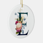 Extravagante florale Monogramm Letter E Keramik Ornament (Rechts)