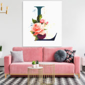 Extravagante florale Monogramm Letter L Leinwanddruck (Insitu (Wohnzimmer))