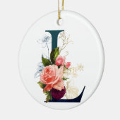 Extravagante florale Monogramm Letter L Personalis Keramik Ornament (Links)