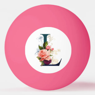 Extravagante florale Monogramm Letter L pink Tischtennisball