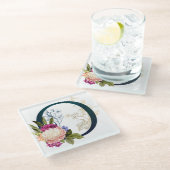 Extravagante florale Monogramm Letter O Glasuntersetzer (Schrägansicht)