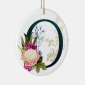 Extravagante florale Monogramm Letter O Keramik Ornament (Rechts)