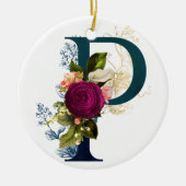 Extravagante florale Monogramm Letter P Personalis Keramik Ornament (Vorne)