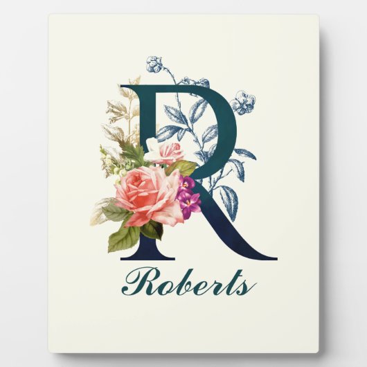 Extravagante florale Monogramm Letter R Fotoplatte (Vorderseite)