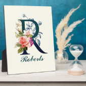 Extravagante florale Monogramm Letter R Fotoplatte (Seite)