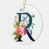 Extravagante florale Monogramm Letter R Keramik Ornament (Links)