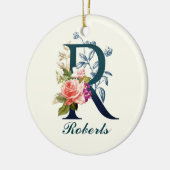 Extravagante florale Monogramm Letter R Keramik Ornament (Links)