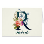 Extravagante florale Monogramm Letter R-Mitteilung (Vorderseite (Horizontal))