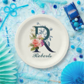 Extravagante florale Monogramm Letter R Pappteller (Party)