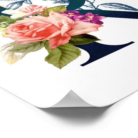 Extravagante florale Monogramm Letter R Poster (Ecke)