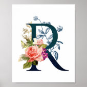 Extravagante florale Monogramm Letter R Poster (Vorne)