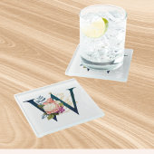 Extravagante florale Monogramm Letter W Glasuntersetzer