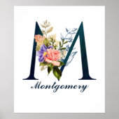 Extravagante florale Monogramm Poster (Vorne)