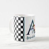 Extravagante florale Monogrammkarte A des Prüfbret Kaffeetasse (Vorderseite Links)