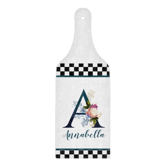 Extravagante florale Monogrammkarte A des Prüfbret Schneidebrett (Vorderseite)