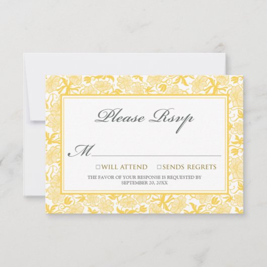 Extravagante florale RSVP-Karte (Zitronengelb) RSVP Karte (Vorderseite)