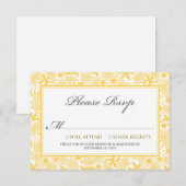 Extravagante florale RSVP-Karte (Zitronengelb) RSVP Karte (Vorne/Hinten)