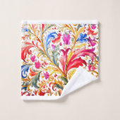 Extravagante florentinische Design Wasserfarben-Bl Badhandtuch Set (Waschlappen)