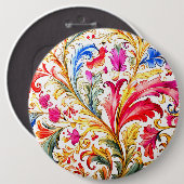 Extravagante florentinische Design Wasserfarben-Bl Button (Vorne & Hinten)