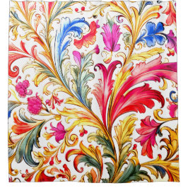 Extravagante florentinische Design Wasserfarben-Bl Duschvorhang