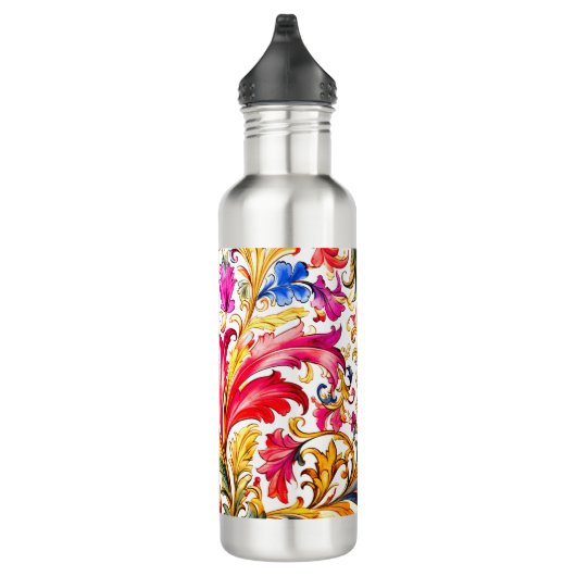 Extravagante florentinische Design Wasserfarben-Bl Edelstahlflasche (Rechts)