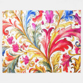Extravagante florentinische Design Wasserfarben-Bl Fleecedecke (Vorderseite (Horizontal))