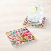 Extravagante florentinische Design Wasserfarben-Bl Glasuntersetzer (Schrägansicht)