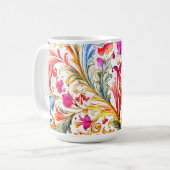 Extravagante florentinische Design Wasserfarben-Bl Kaffeetasse (Vorderseite Links)