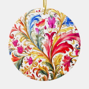 Extravagante florentinische Design Wasserfarben-Bl Keramik Ornament