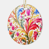 Extravagante florentinische Design Wasserfarben-Bl Keramik Ornament (Links)