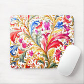 Extravagante florentinische Design Wasserfarben-Bl Mousepad (Mit Mouse)