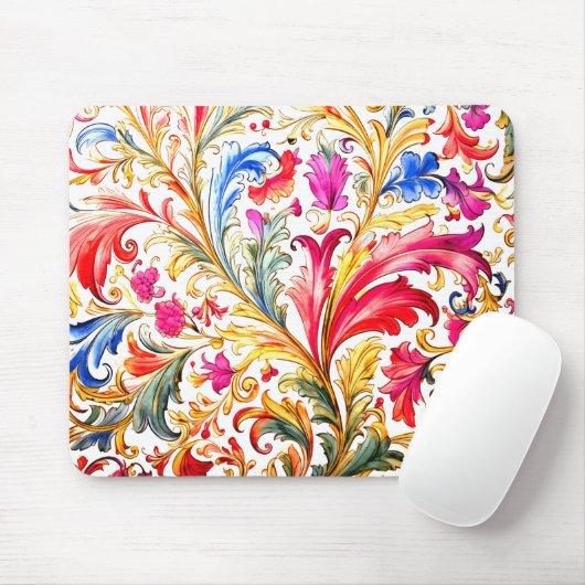 Extravagante florentinische Design Wasserfarben-Bl Mousepad (Mit Mouse)