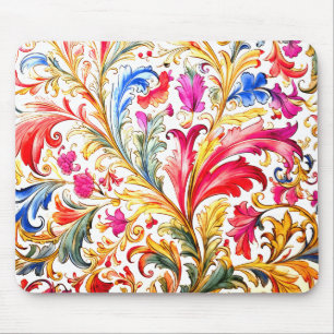 Extravagante florentinische Design Wasserfarben-Bl Mousepad