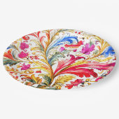 Extravagante florentinische Design Wasserfarben-Bl Pappteller (Schrägansicht)
