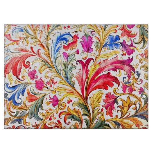 Extravagante florentinische Design Wasserfarben-Bl Schneidebrett (Vorderseite)