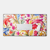 Extravagante florentinische Design Wasserfarben-Bl Schreibtischunterlage (Tastatur & Maus)