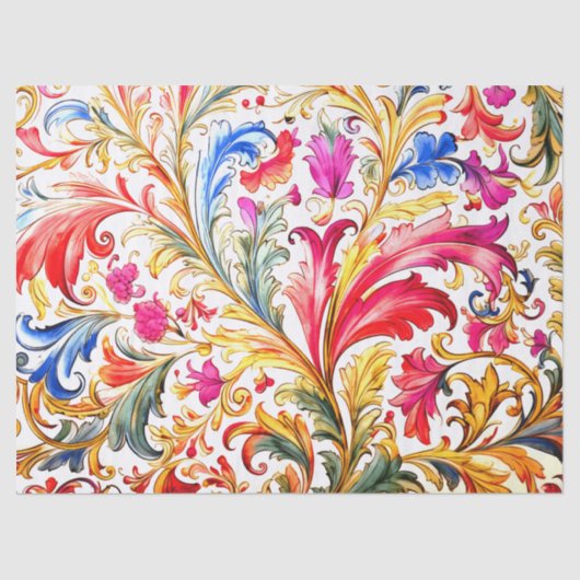 Extravagante florentinische Design Wasserfarben-Bl Seidenpapier (Vorderseite)