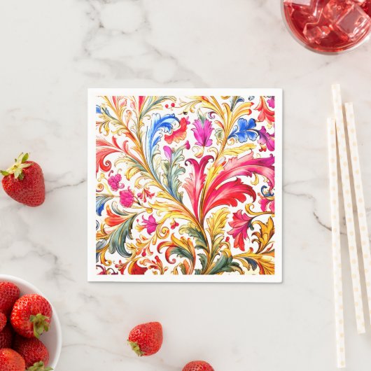 Extravagante florentinische Design Wasserfarben-Bl Serviette (Beispiel)