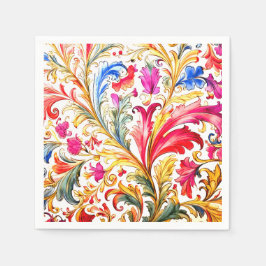 Extravagante florentinische Design Wasserfarben-Bl Serviette