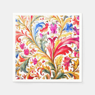 Extravagante florentinische Design Wasserfarben-Bl Serviette