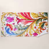 Extravagante florentinische Design Wasserfarben-Bl Strandtuch (Vorderseite)