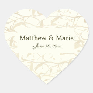 Extravagante Foliage Herz-Aufkleber