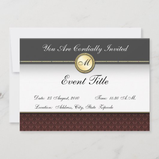 Extravagante formale Einladung für ein Monogramm (Vorderseite)