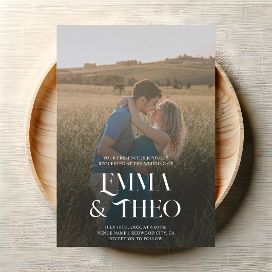 Extravagante Foto-Hochzeit Einladung