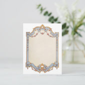 Extravagante Französisch Vintage Frame Blue Gold S Postkarte (Stehend Vorderseite)