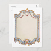 Extravagante Französisch Vintage Frame Blue Gold S Postkarte (Vorne/Hinten)
