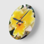 Extravagante gelbe Orchidee Runde Wanduhr (Winkel)