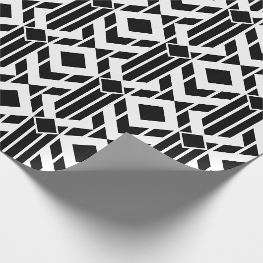 Extravagante geometrische Schwarz-weiße Streifen Geschenkpapier (Ecke)