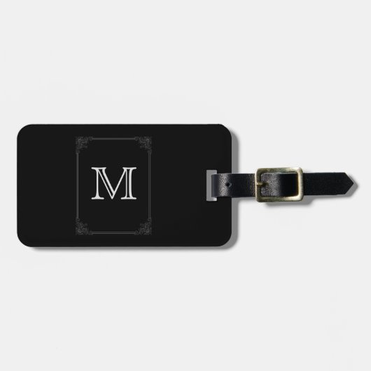 Extravagante Gerahmte Monogramm Personalisierte In Gepäckanhänger (Vorderseite horizontal)