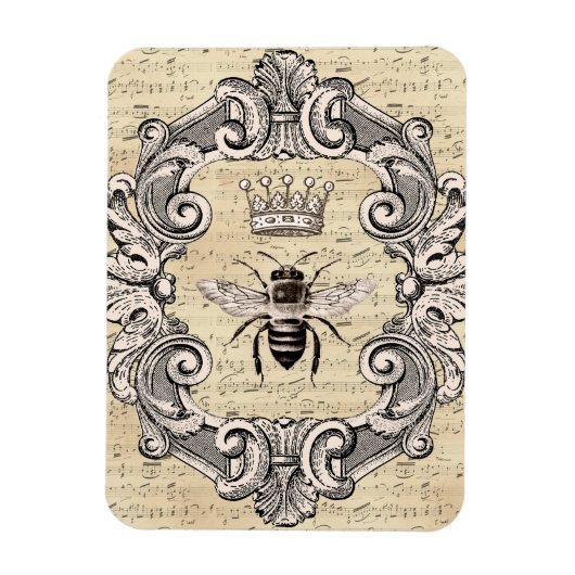 Extravagante Gerahmte Queen Bee auf Sheet Music Magnet (Vertikal)